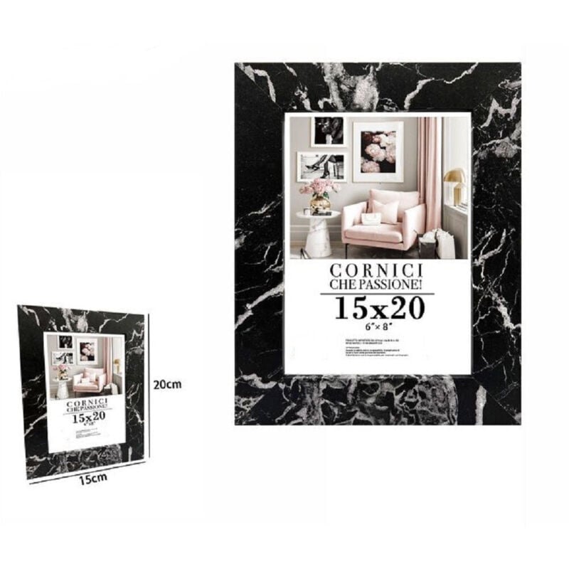 Trade Shop Traesio - Trade Shop - fotorahmen, gemälde, leinwände, poster, 15 x 20 cm, schwarzer marmor-effekt, modell 71669 -