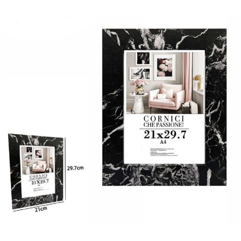 Trade Shop Traesio - Trade Shop - fotorahmen, gemälde, leinwände, poster, 21 x 29,7 cm, schwarzer marmor-effekt, modell 71673 -
