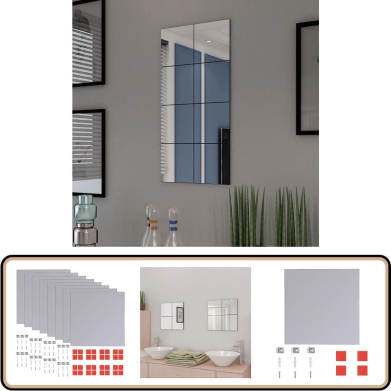 Vidaxl - Rahmenlos Spiegel Fliesen Glas 8 Stk. 20,5 cm - Spiegel Fliesen - Wand Spiegel - Glas Spiegel - Dekoratives Spiegel - Modernes Design