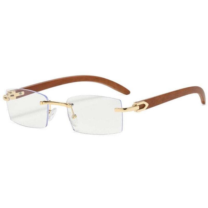 Rahmenlose rechteckige Sonnenbrille, getönte rahmenlose Brille, transparente Retro-Sonnenbrille für Herren – goldener Rahmen, weiße
