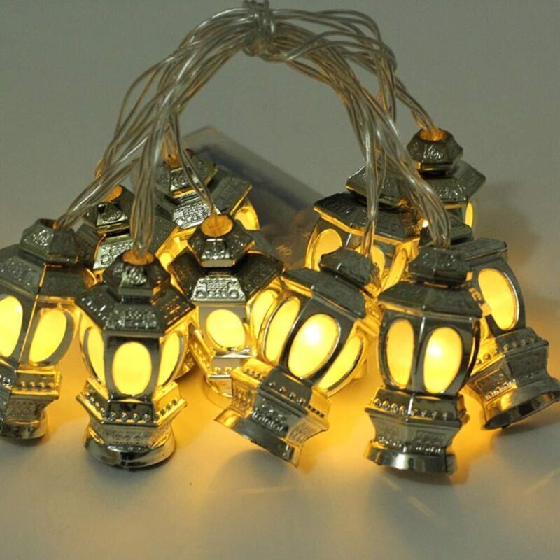 Ramadan Muslim LED-Lichterkette – Dekoration für Festival, Party, Schlafzimmer, Geburtstag (Warmweiß, 1,5 m, 10 LEDs)