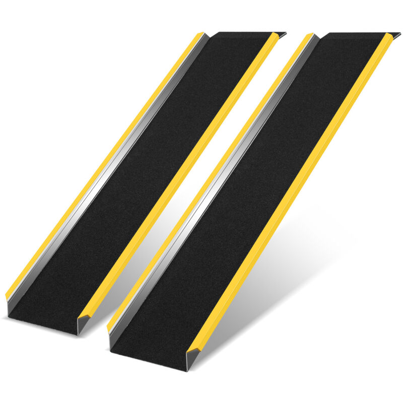 Randaco 2X Auffahrrampe Rollstuhlrampe Verladerampe mit gelben Warnstreifen Hunderampe Auto Laderampe für Motorrad ATV Quad 300kg Pro Stück