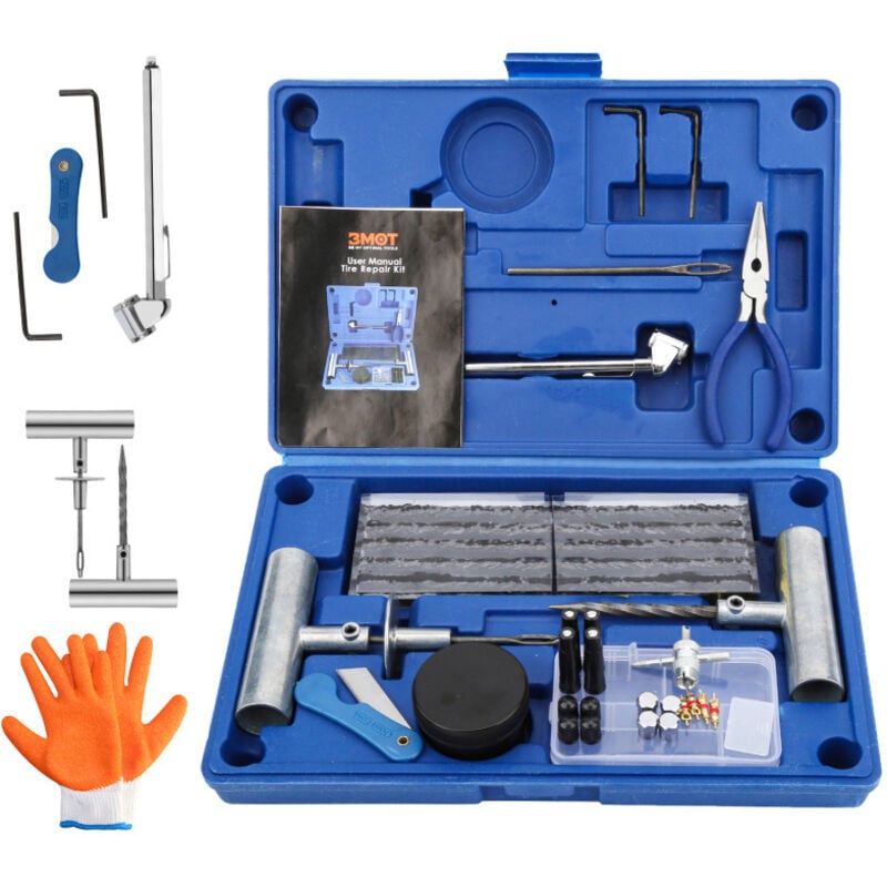 TolleTour 73 Tlg Autoreifen Kfz PKW Reifen Reparatur Satz Pannenset Flickzeug Flicken Sonstige KFZ-Werkzeuge