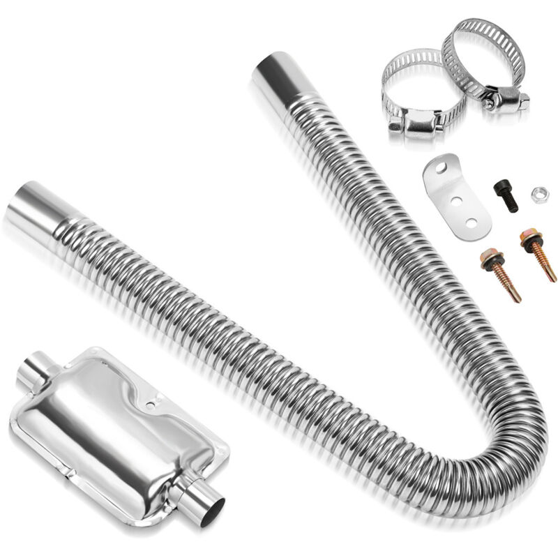 Randaco Abgasschlauch für Stromerzeuger, 60CM Auto Edelstahl Abgasrohr und Schalldämpfer, mit Zwei Edelstahlklammern für Diesel Heizung