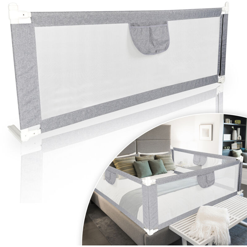 Randaco Bettgitter 180x80 cm Bettschutzgitter Kinderbettgitter für Kinder Babybettgitter Höhenverstellbar Klappbar passend für Kinderbetten,