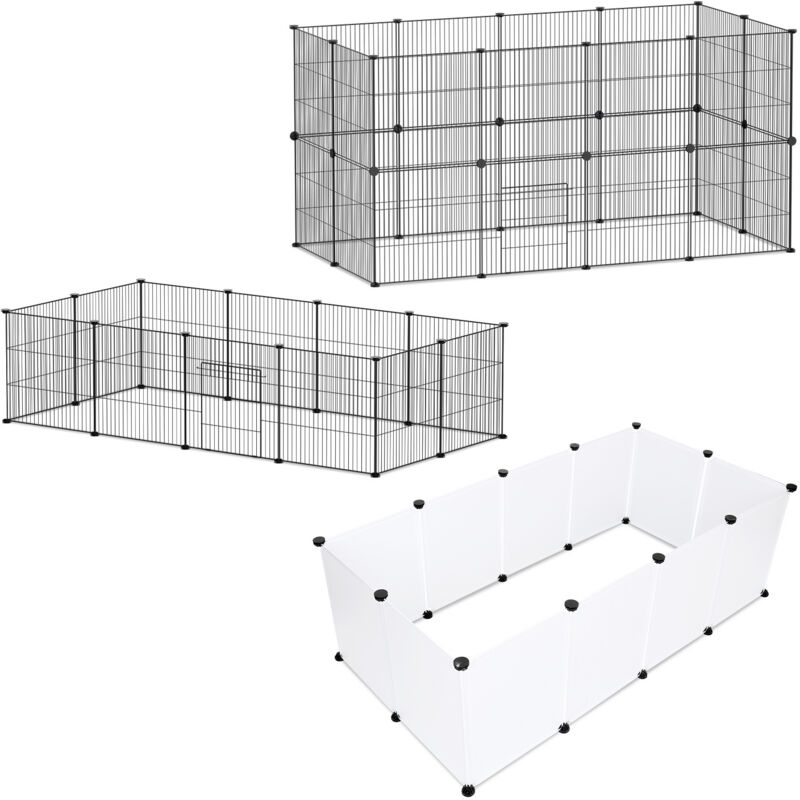 Randaco Freigehege Gittergehege Laufgehege für Kaninchen Laufstall Freilauf Kleintierkäfig Gehege Schwarz 110 x 110 x 47 cm