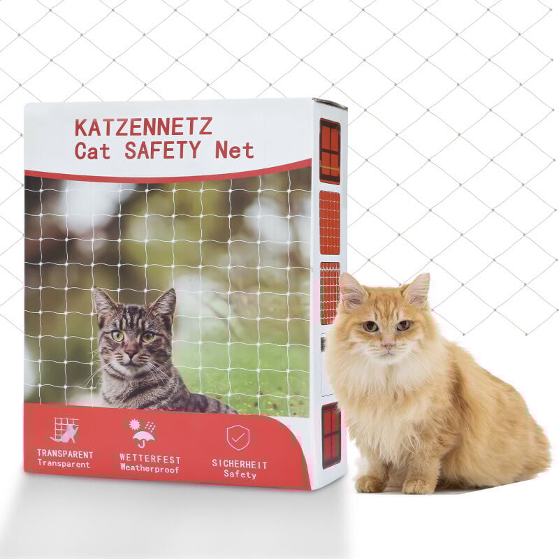 TolleTour Katzennetz Sonstiges Katzenzubehör Sicherheitsnetz Balkonnetz Katzenschutznetz odTransparent 3x8m