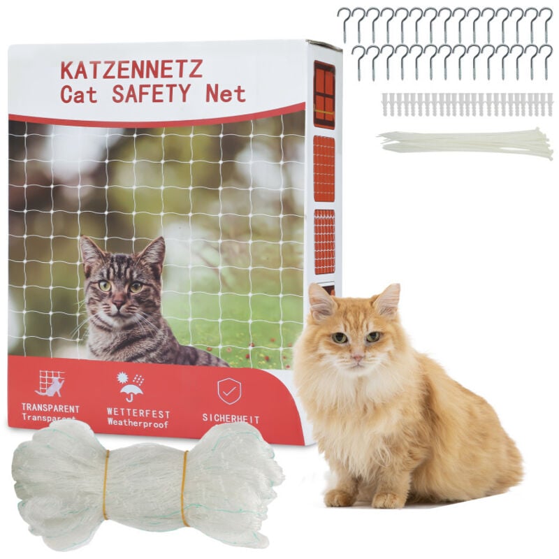 Randaco - TolleTour Katzennetz Sonstiges Katzenzubehör Balkon Transparentes Katzenschutznetz Balkon-Netz Balkonnetz 3x8m