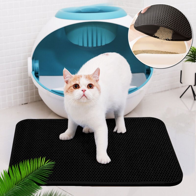 Swanew Katzenmatte Sonstiges Katzenzubehör Katzenklo Matte Katzen Toilette Vorleger Katzenstreu Matte 78×60cm