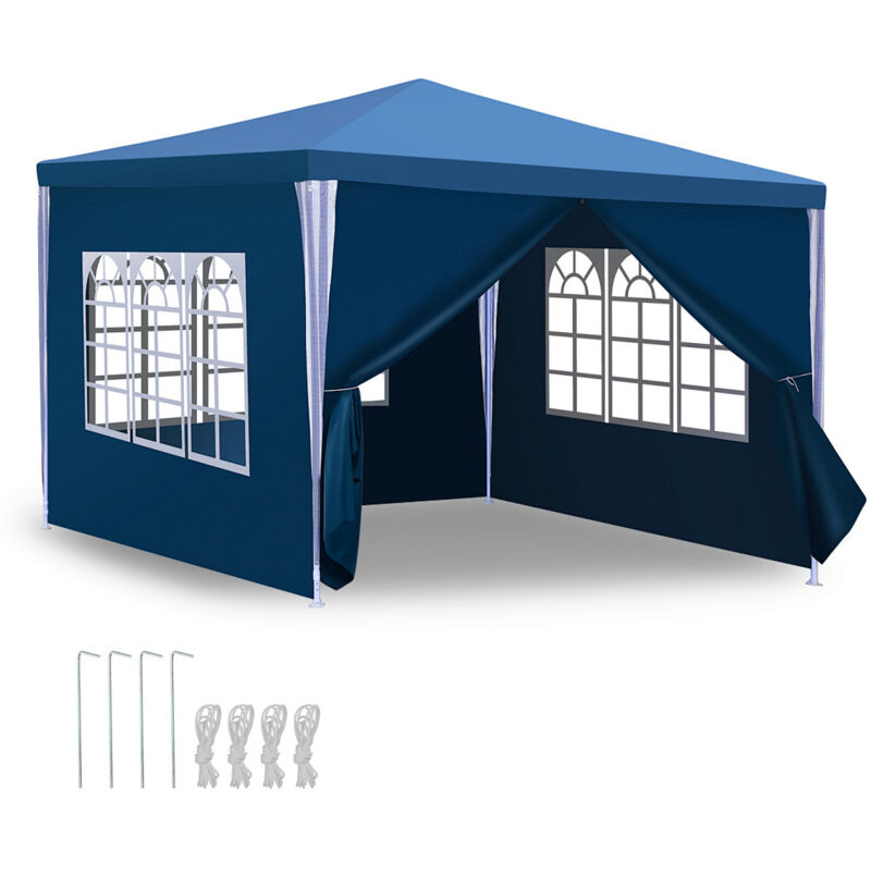 Randaco 3 x 3m Pavillon Wasserdicht Gartenzelt, Pavillons & Partyzelte Festzelt mit 4 Seiten für für Camping / Garten / Hochzeit / Strand, blau