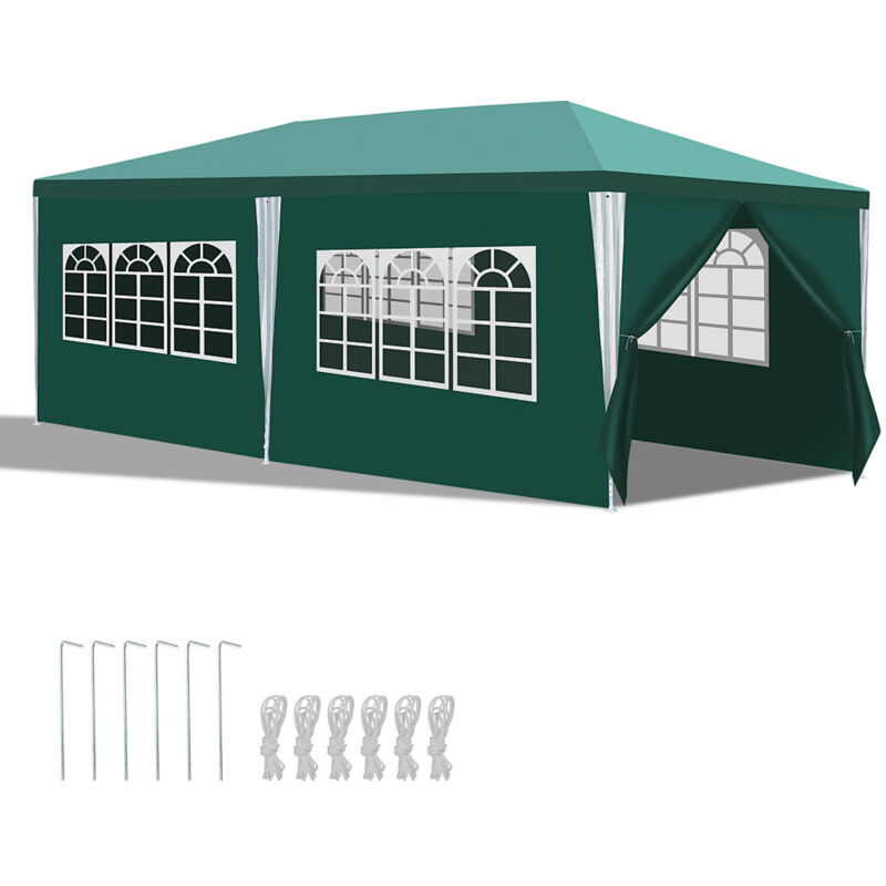 Randaco 3 x 6m Pavillon Wasserdicht Gartenzelt, Pavillons & Partyzelte Festzelt mit 5 Seiten für für Camping / Garten / Hochzeit / Strand, grün