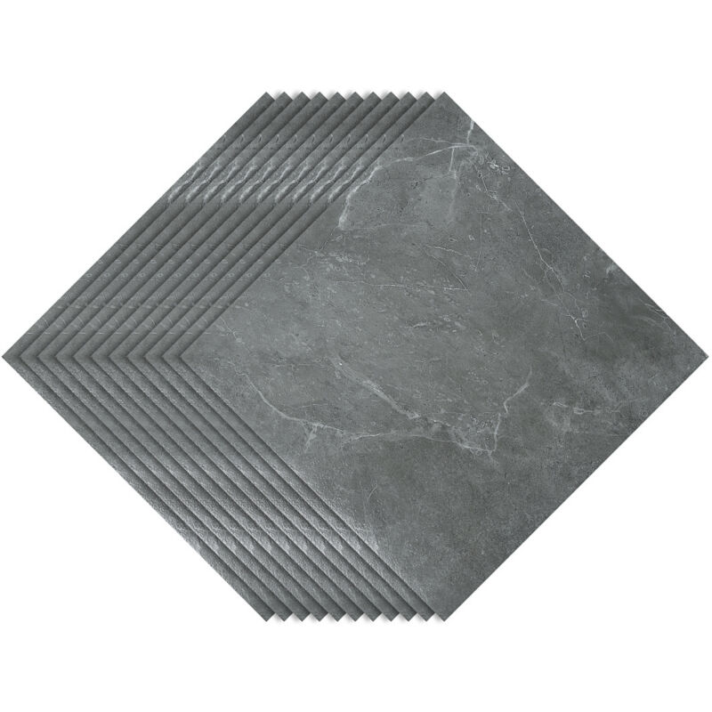 Randaco PVC Bodenbelag - Selbstklebende Fliesen - Betoneffekt - 30 cm x 30 cm x 1,5 mm - Dicke 1,5 mm - Hellgrau -ca.1m² / 11 Fliesen