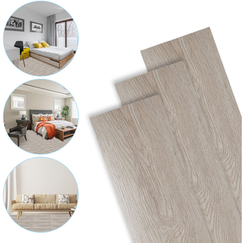 Randaco PVC Bodenbelag - Selbstklebende Vinyl-Dielen - Vinylboden - Holz-Effekt - White Oak - 91,5 x 15,2 cm x 1.5 mm - 0,975m²/7 Dielen
