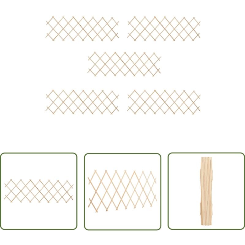 Maison Chic - The Living Store Scherenzaun 5 Stk. Tannenholz 180x60 cm - Holz Zaun - Gartenzaun - Holzzaun - Tannenholz Zaun - Rankgitter