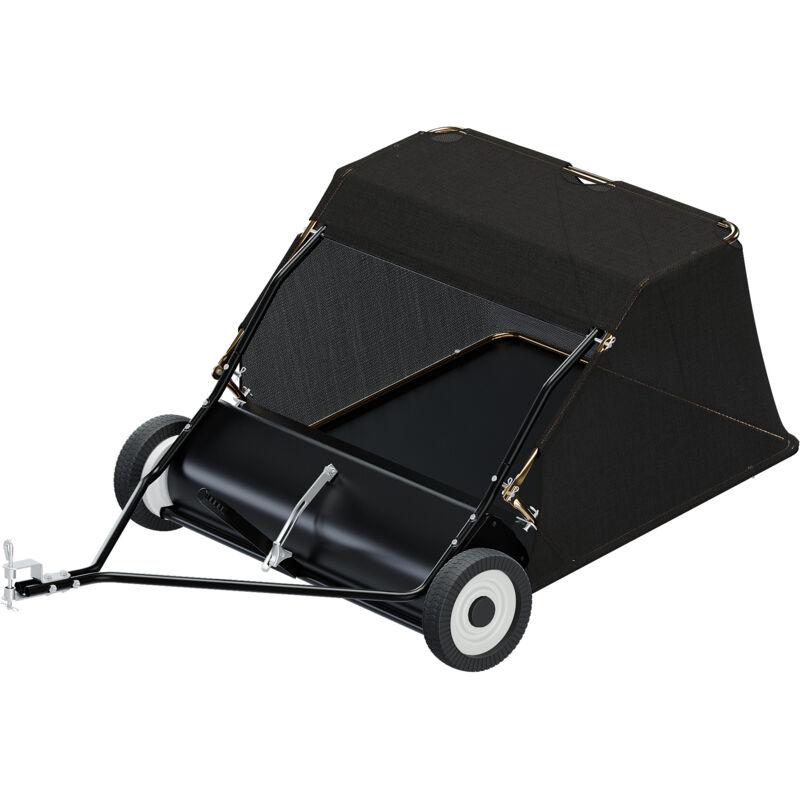 Wiltec - Rasenkehrmaschine mit 105 cm Kehrbreite, Rasenkehrer für Aufsitzmäher, Laubsammler mit 365 l Auffangnetz Laubkehrmaschine für Rasentraktor