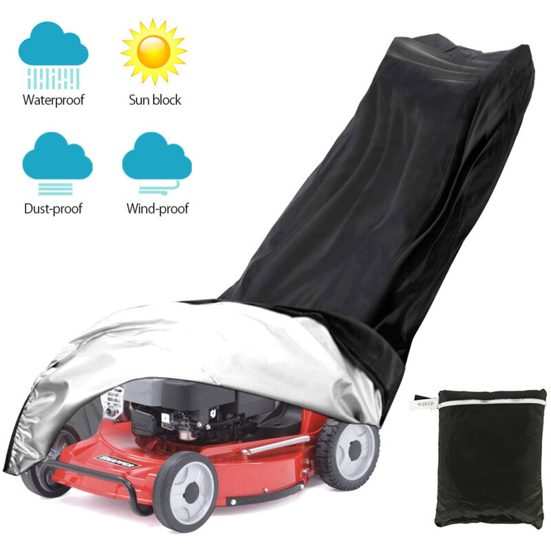 Rasenmäher-Abdeckung, strapazierfähige, wasserdichte Rasenmäher-Abdeckung, 210D-Rasenmäher-Abdeckung mit Aufbewahrungstasche (188 x 63,5 x 99 cm)