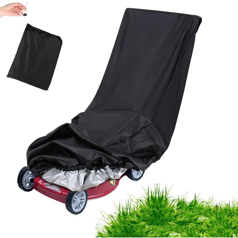 Rasenmäher-Abdeckung, wasserdichte Rasenmäher-Abdeckung, 210d Polyester-Rasenmäher-Abdeckung mit Kordelzug-Aufbewahrungstasche (193 x 64 x 112 cm)