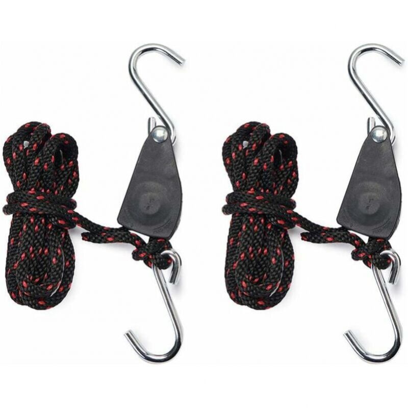 Cyslmuk - Ratschengurte 1/4 Zoll Seilratsche für Grow Light 2 Stück verstellbares Hakenseil Seilstärke 6 mm integriertes Metallrad 2,4 m Seil