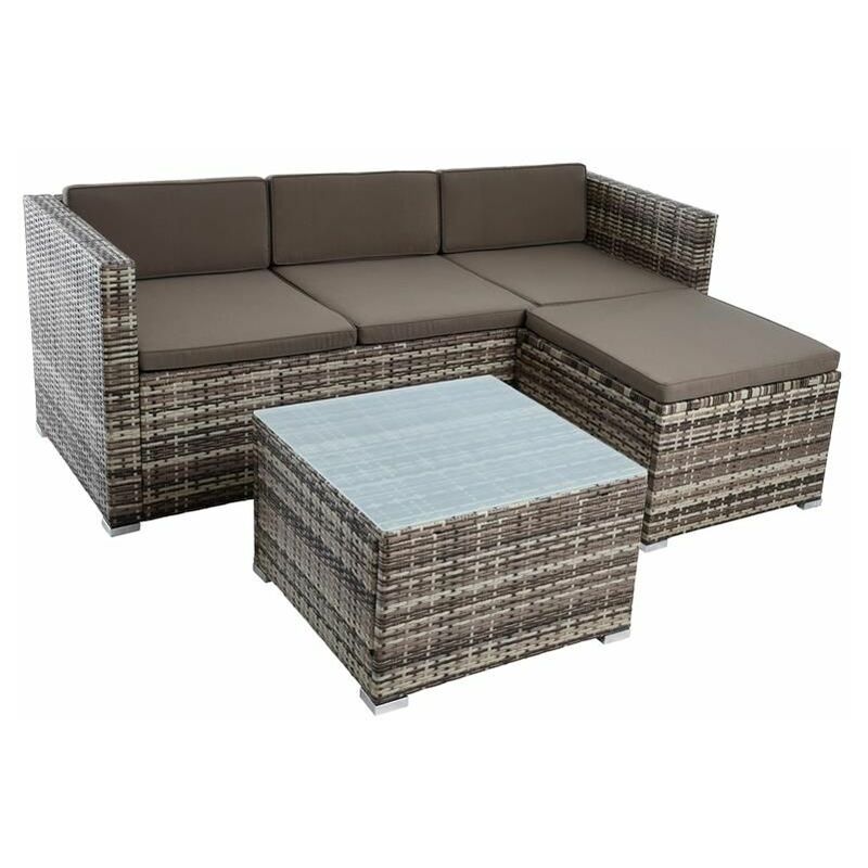 Estexo - Rattan Lounge Sitzgruppe Gartenmöbel Set Couch 3-Sitzer Rattanmöbel Beige-Braun
