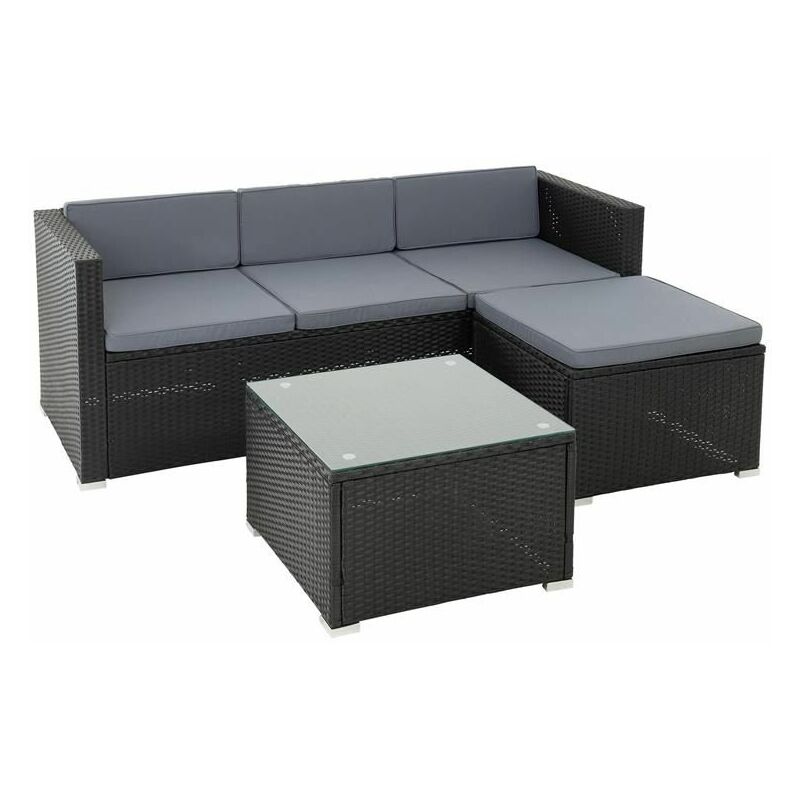 Estexo - Rattan Lounge Sitzgruppe Gartenmöbel Set Sofa Couch 3-Sitzer schwarz Rattanmöbel