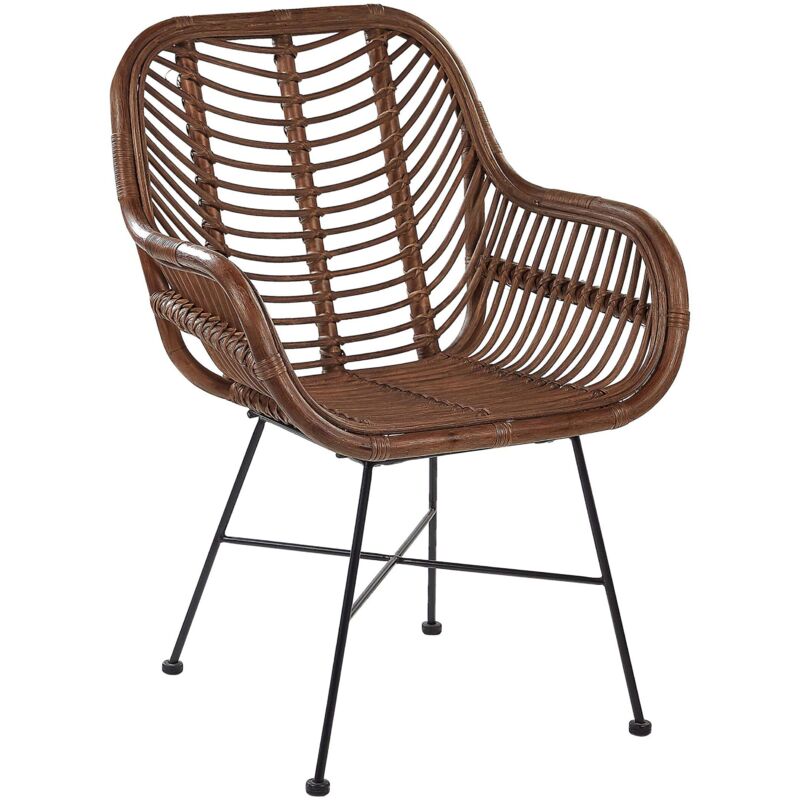 Beliani - Rattanstuhl Braun Rattan/Metall Perfekt für Garten Modern