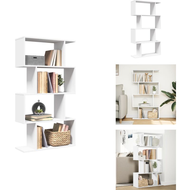Vidaxl - Raumteiler-Bücherregal 4 Böden Weiß 70x24x129 cm Holzwerkstoff - Raumteiler - Raumtrenner - Bücherregal - Raumteiler Bücherregal