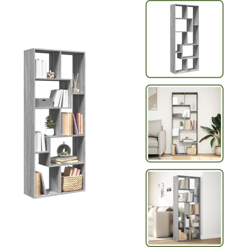 Raumteiler-Bücherregal Grau Sonoma 67x25x161,5 cm Holzwerkstoff - Raumteiler - Raumtrenner - Bücherregal - Raumteiler Bücherregal