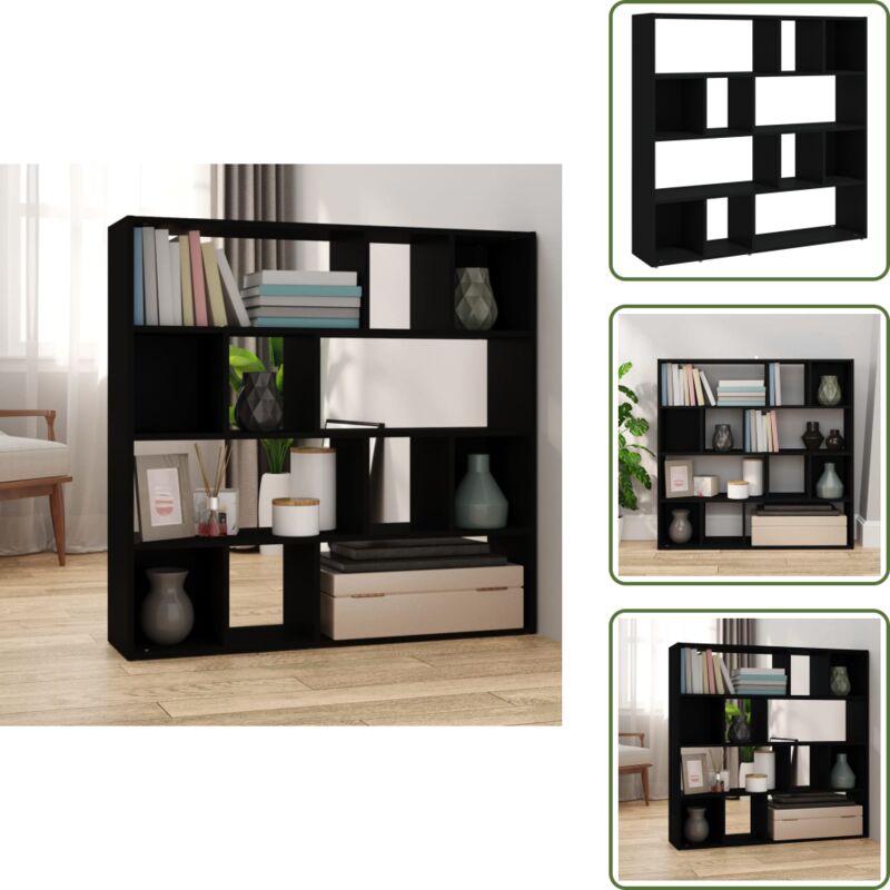 Bücherregal/Raumteiler Schwarz 105x24x102 cm - Buche Regal - Raumteiler - Wohnzimmermöbel - Schwarz - Holzwerkstoff