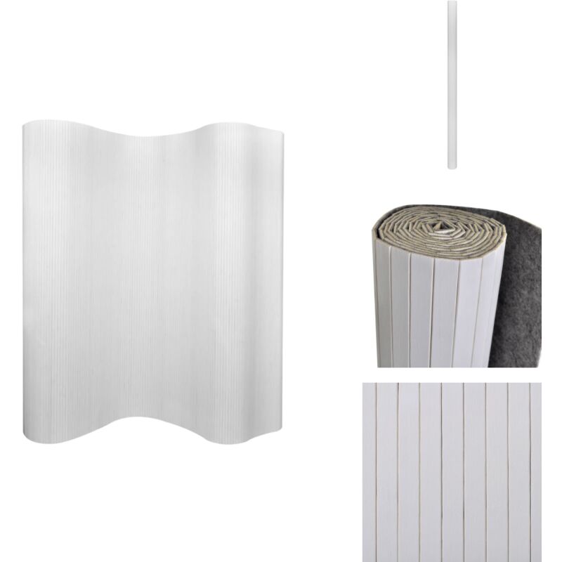 Raumteiler Bambus Weiß 250×165 cm - Bambus Raumteiler - Raumteiler Weiß - Sicht Trenner - Wohnzimmer Dekoration - Schlafzimmerschirm