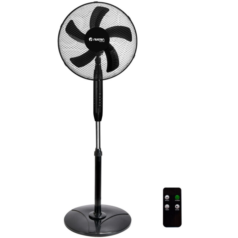 Raydan Home AirMax-Standventilator, 40 cm, 40 w, 3 Geschwindigkeiten, mit Fernbedienung, Schwarz, 40 cm