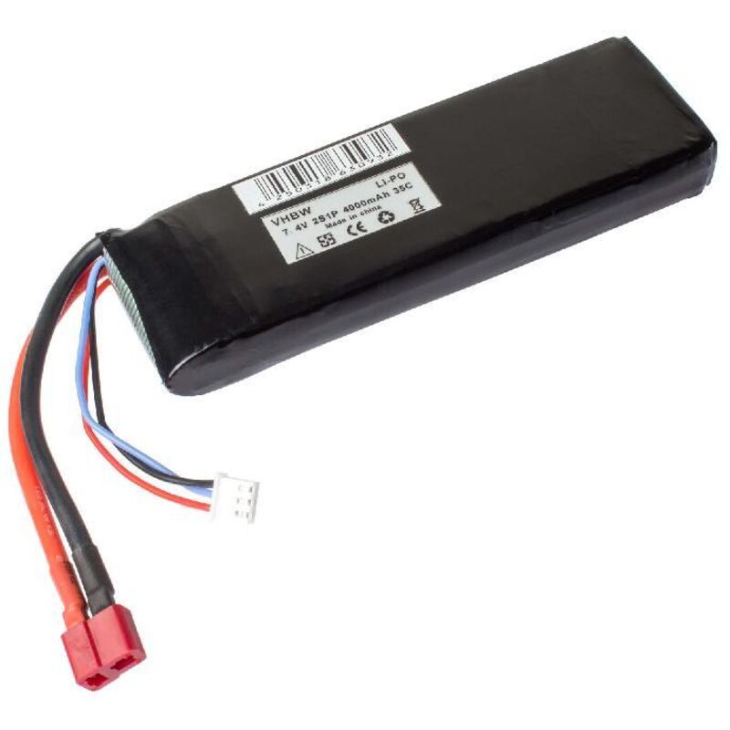 Vhbw - Akku kompatibel mit awg 12 / awg 22 Stecker für Modellbau (4000mAh, 7,4V, Li-Polymer)