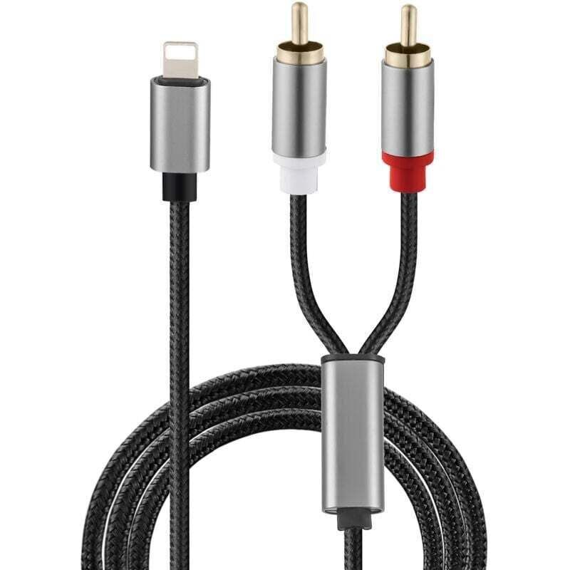 RCA-Audio-Aux-Kabel, Lightning-auf-2-RCA-Stecker-Adapter, 1 m, kompatibel mit iPhone 14, 13 Pro Max, 13 Mini, 12, 12 Pro Max, 12 Mini, 11 Pro Max,