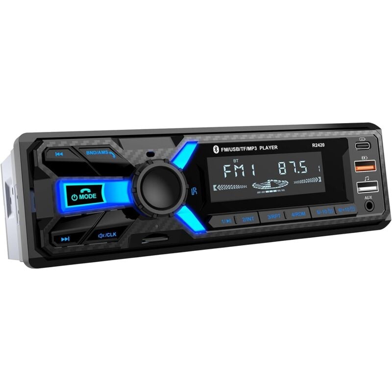 RDS-Autoradio Bluetooth 5.0, Autoradio Bluetooth Typ C Ladeanschluss, FM/AM Autoradio 1Din, 4x65W Autoradio Unterstützung Freisprecheinrichtung / 2