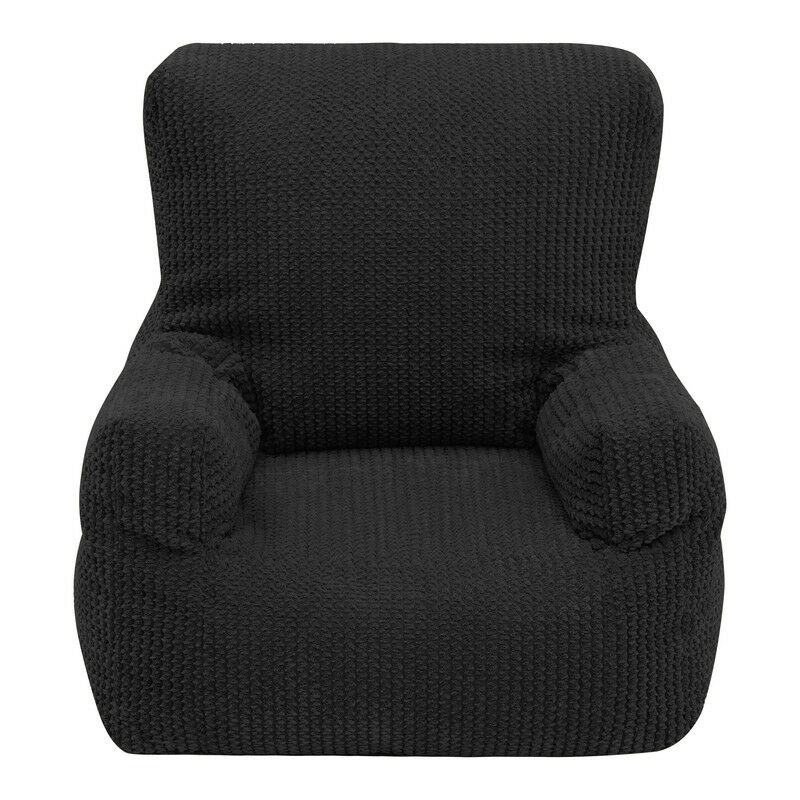 Kinder-Sitzsack-Sessel für das Wohnzimmer, Cord-Kindersessel mit Tasche, Indoor-Gaming-Pouf-Stuhl für Kinder, ergonomische Möbel für Kinder - Schwarz