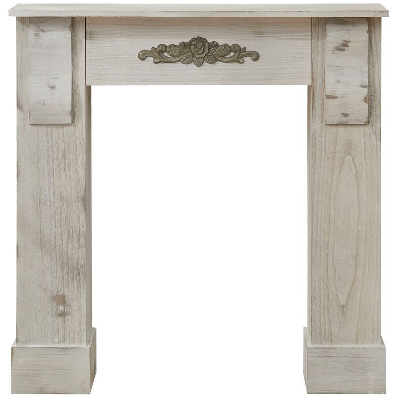 Mobili Rebecca - Rebecca Mobili Kaminkonsole Kaminumrandung Paulownienholz Grau 98x97x22,5