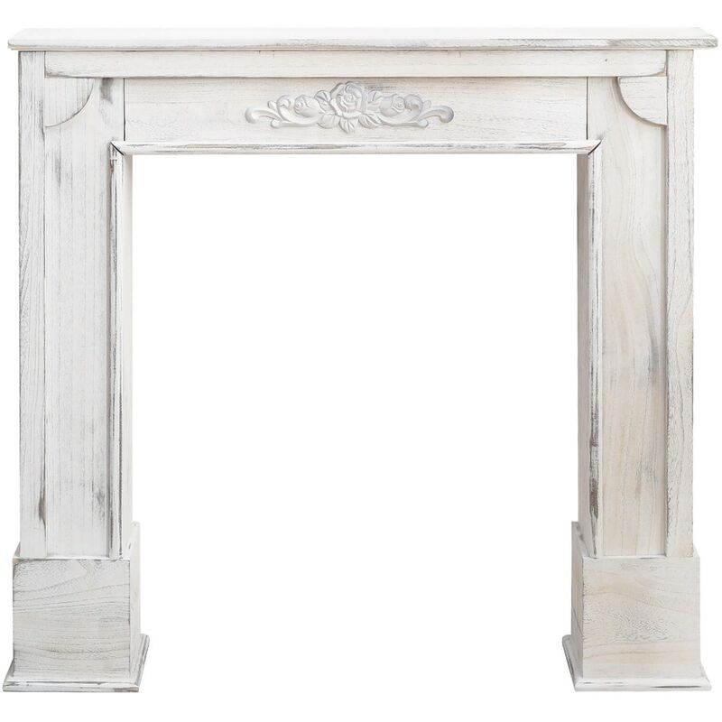 Mobili Rebecca - Rebecca Mobili Kaminumrandung Kaminkonsole Dekor Holz Grau Shabby 100x105x21