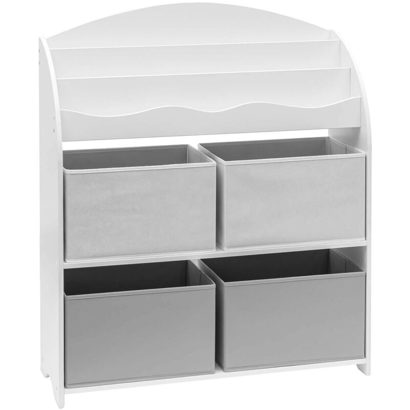 Mobili Rebecca - Rebecca Mobili Kinderspielzeug Regal Weiß Grau mdf mit 4 Boxen