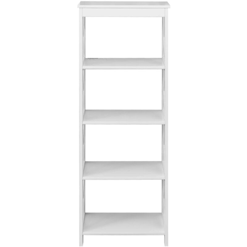 Mobili Rebecca - Rebecca Mobili Weißes Holzregal Modernes Bücherregal 4 Regale für Badezimmer Wohnzimmer