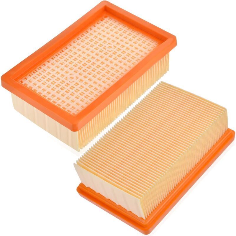 Rebirthcare 2-teiliger Flachplissierfilter für Kärcher Staubsauger 2.863-005.0 - Kärcher WD4, WD5, WD6, MV4, MV5, MV6 - Ersatzteil für Kärcher