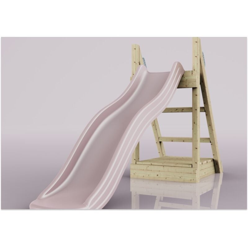 Rebo - Rutsche Gecko Kinderrutsche outdoor aus Holz in Rosa, Rutsche outdoor freistehende Rutsche175cm