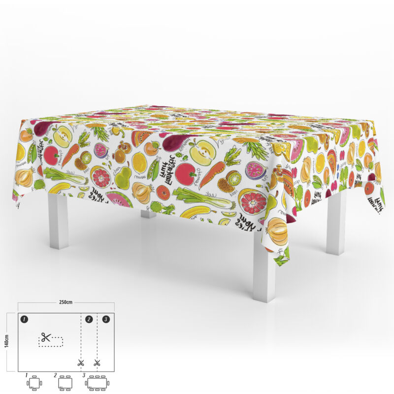 Oryx - Mantel Hule Rectangular 140 x 250 cm. Frutas Fantasia