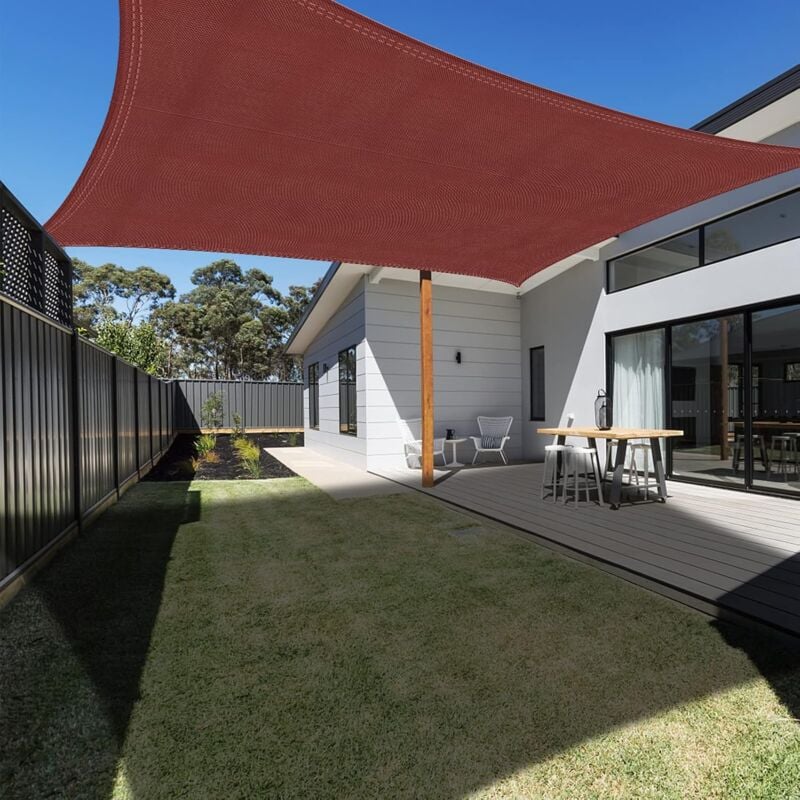 Rechteckiges Sonnensegel, 2 x 3 m, ziegelrot, wasserdichte Markise, UV-Schutz für Garten, Terrasse, Außenterrasse, Schwimmbad, mit kostenlosem Seil