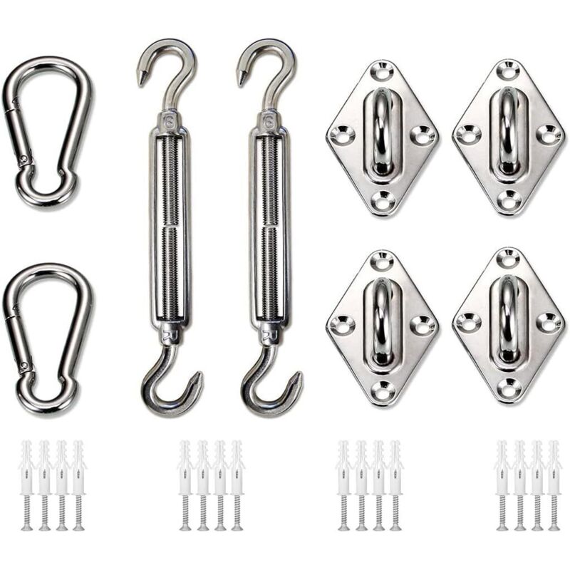 Tonchean - Rechteckiges Sonnensegel-Hardware-Kit, Hochleistungs-Sonnensegel-Kit aus Edelstahl, Befestigungszubehör für Garten, Terrasse und Hof