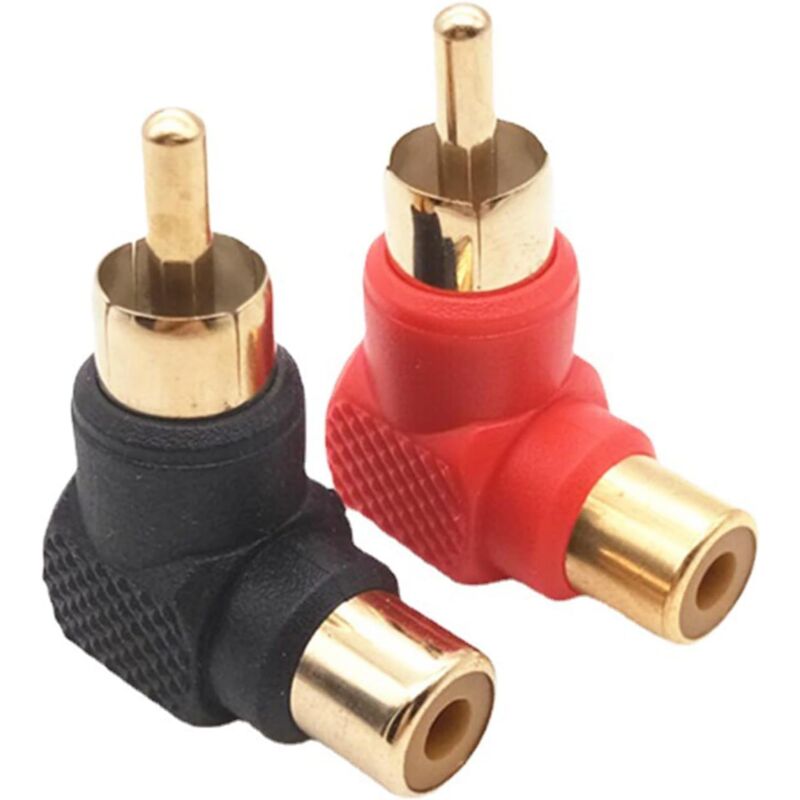 Dolaso - Rechtwinkliger RCA-Klinken-Audio-Adapter, 1 Schwarz, 1 Rot, für Stereo-Audio oder AV-Video, 2 Stück