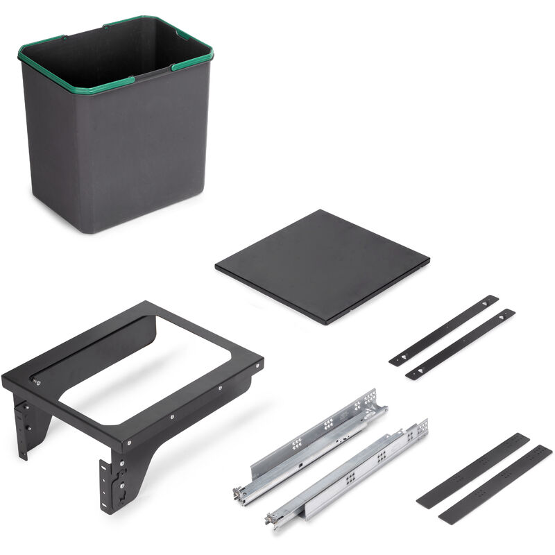 RecyclingRecyclingbehälterRecyclef für die seitliche Montage an Küchenschränke, 1x35Liter, Stahl, Kunststoff anthrazitgrau - Emuca