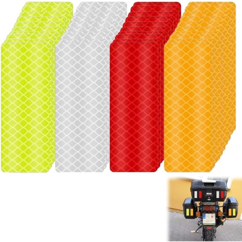 Reflektierende Streifen, 40 selbstklebende Sicherheitsstreifen in 4 Farben für Fahrräder, Motorräder, Autos, Helme, Kleidung – wasserfestes