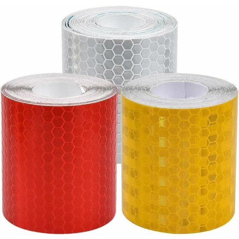 Reflektierendes Klebeband, Sicherheitsklebeband, 3 Rollen Signalband, Reflektoraufkleber für Fahrzeuge, Fahrräder, Helme, Motorräder, 3 Farben, 5 cm