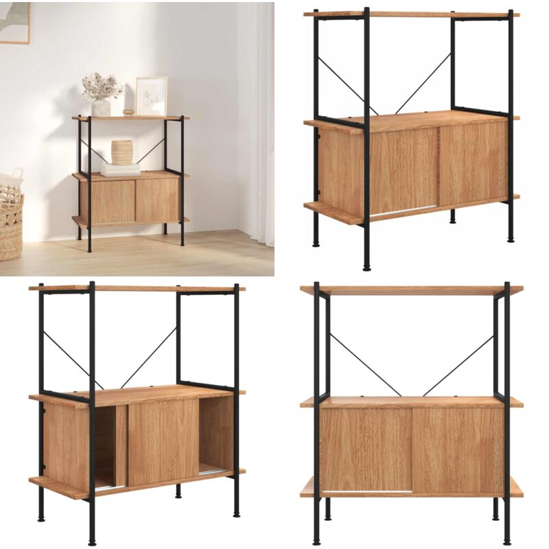 Regal mit 3 Böden und Schrank 80x40x92 cm Stahl Holzwerkstoff - Bücherregal - Stahlregal - Regal Mit Schubladen - Raumsparsamkeit - Garderobe - Home