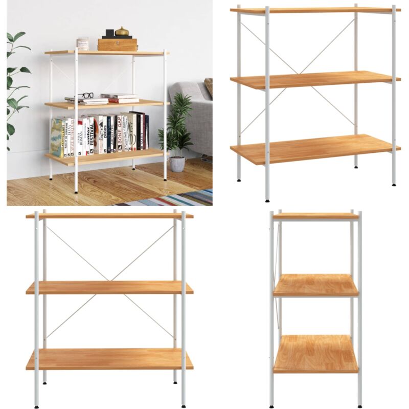 Regal mit 3 Böden Weiß und Eiche-Optik 80x40x92 cm - Bücherregal - Regal Weiß - Regal Mit 3 Böden - Wohnraumorganisation - Aufbewahrungslösung - Home