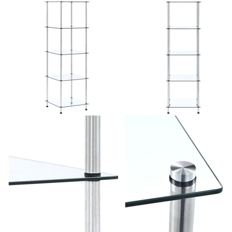Vidaxl - Regal mit 5 Ablagen Transparent 40x40x130 cm Hartglas - Glastürken - Bücherregal - Regal Aus Glas - Modernes Regal - Regal Transparent